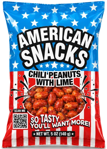 American Snacks Chili Peanuts with Lime bag, net weight 5 oz (140 g)
